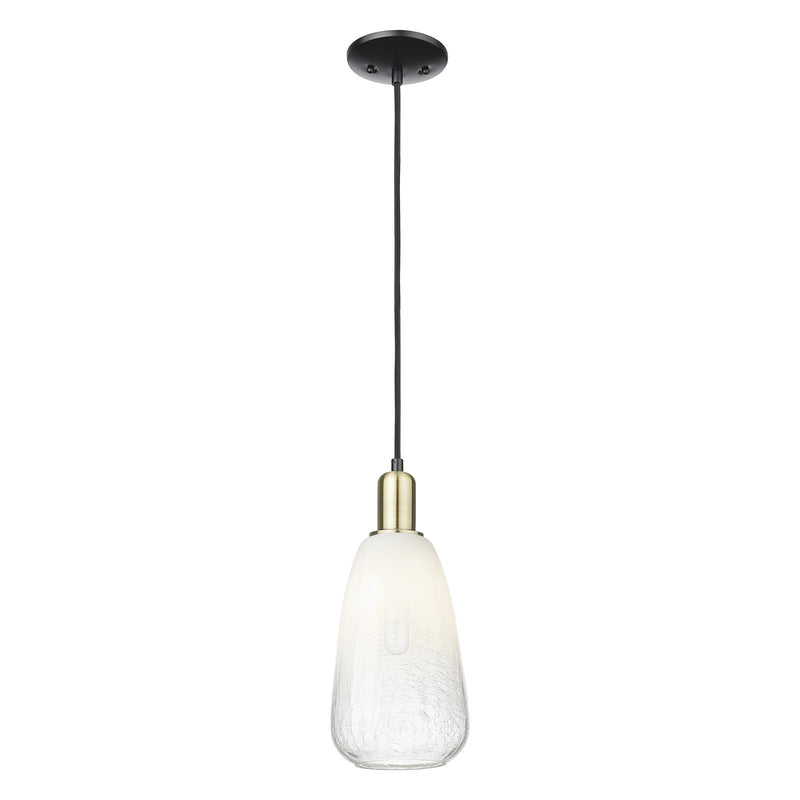 Innovations Brookhaven Almond 6in 1-Light Mini Pendant | Industrial Black Antique Brass and Opal Glass | Kitchen Island & | Model 716-1P-BAB-G480-6OP