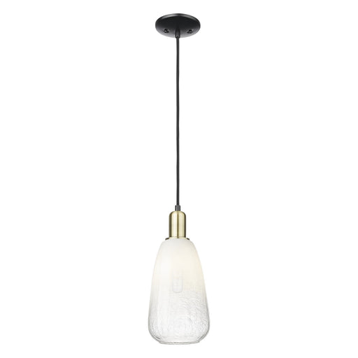 Innovations Brookhaven Almond 6in 1-Light Mini Pendant | Industrial Black Antique Brass and Opal Glass | Kitchen Island & | Model 716-1P-BAB-G480-6OP