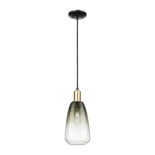 Innovations Brookhaven Almond 6in 1-Light Mini Pendant | Industrial Black Antique Brass and Slate Glass | Kitchen Island | 6 x | Model 716-1P-BAB-G480-6SL