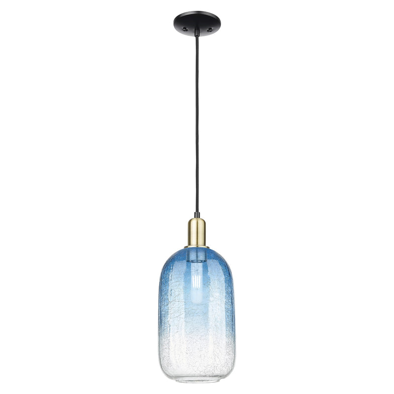 Innovations Brookhaven Cloche 7in 1-Light Mini Pendant | Industrial Black Antique Brass and Sapphire Blue Glass | Kitchen | Model 716-1P-BAB-G482-7SB