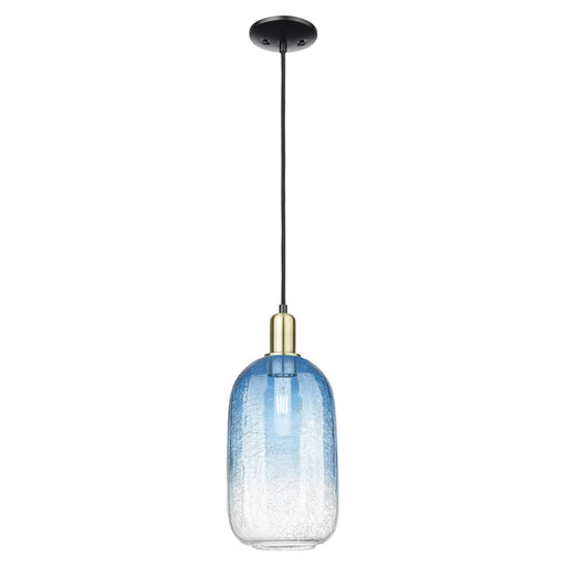Innovations Brookhaven Cloche 7in 1-Light Mini Pendant | Industrial Black Antique Brass and Sapphire Blue Glass | Kitchen | Model 716-1P-BAB-G482-7SB