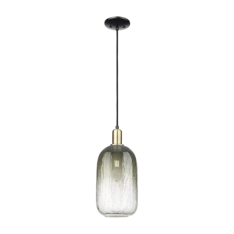 Innovations Brookhaven Cloche 7in 1-Light Mini Pendant | Industrial Black Antique Brass and Slate Glass | Kitchen Island & | Model 716-1P-BAB-G482-7SL