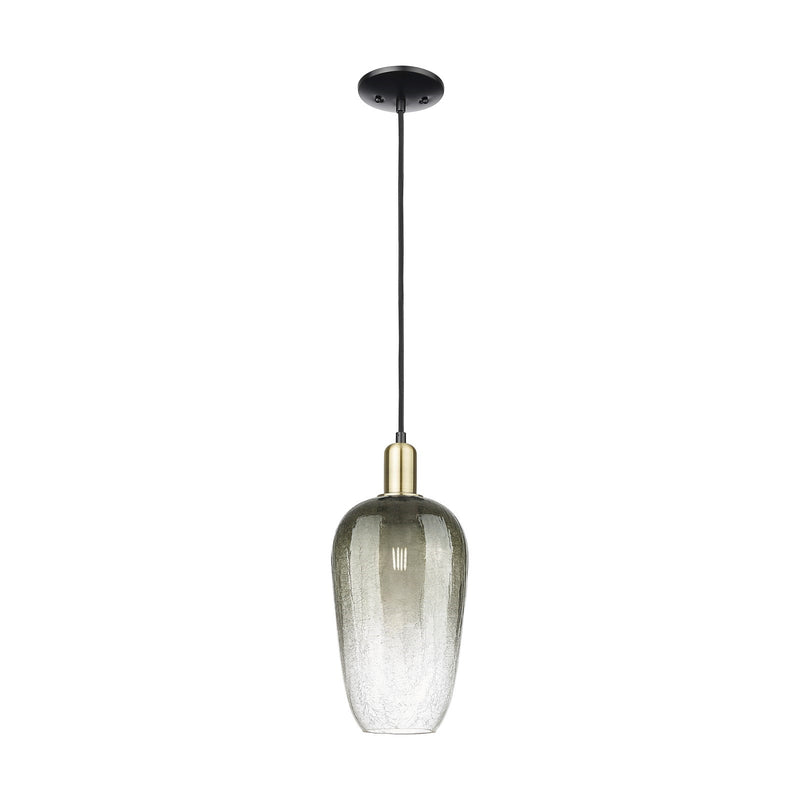 Innovations Brookhaven Flute 7in 1-Light Mini Pendant | Industrial Black Antique Brass Steel and Slate Glass | Kitchen Island | Model 716-1P-BAB-G484-7SL