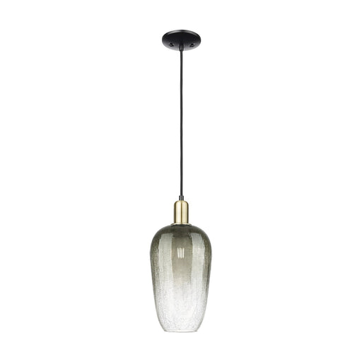 Innovations Brookhaven Flute 7in 1-Light Mini Pendant | Industrial Black Antique Brass Steel and Slate Glass | Kitchen Island | Model 716-1P-BAB-G484-7SL