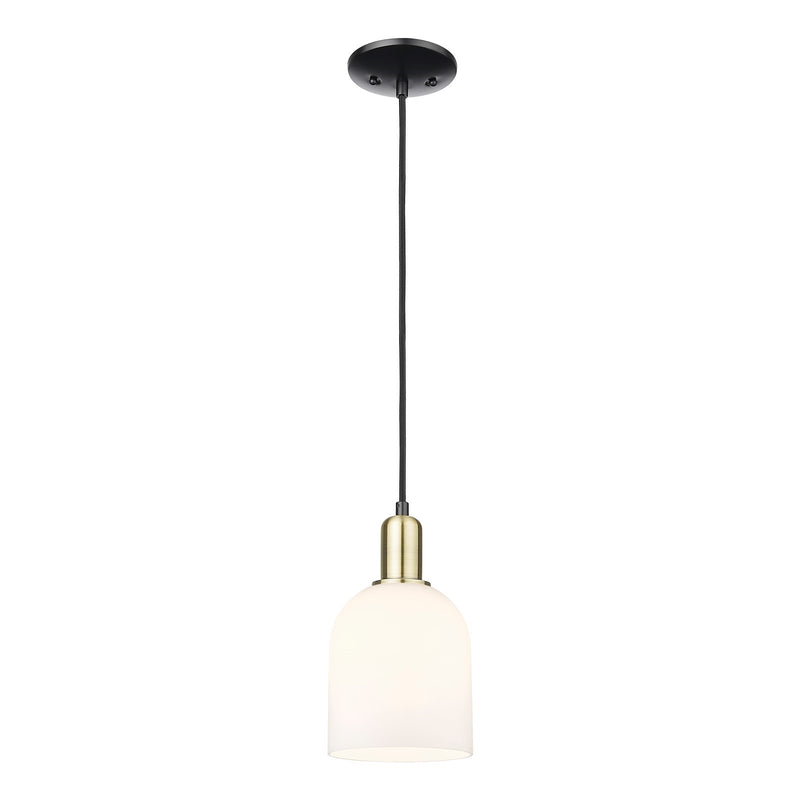 Innovations Bella 6in 1-Light Mini Pendant | Industrial Black Antique Brass and White Glass | Kitchen Island & Dining Room | Model 716-1P-BAB-G558-6GWH