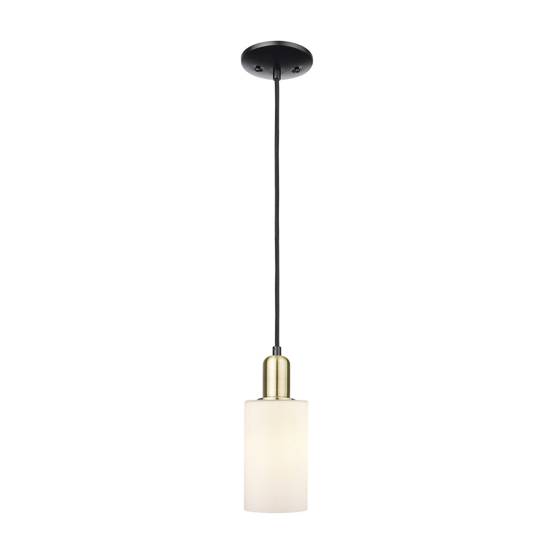 Innovations Clymer 4in 1-Light Mini Pendant | Industrial Black Antique Brass Steel and Matte White Glass | Kitchen Island & Dining | Model 716-1P-BAB-G801