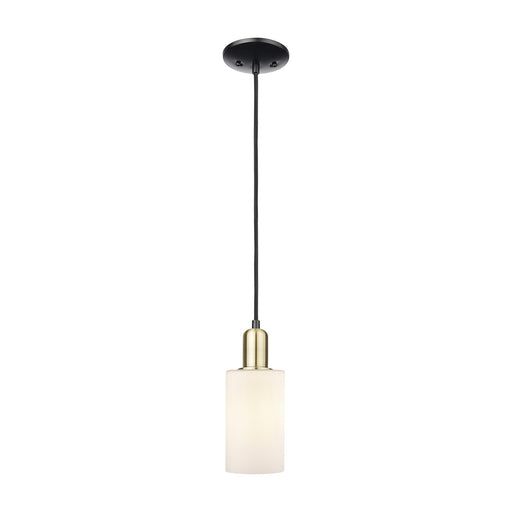 Innovations Clymer 4in 1-Light Mini Pendant | Industrial Black Antique Brass Steel and Matte White Glass | Kitchen Island & Dining | Model 716-1P-BAB-G801