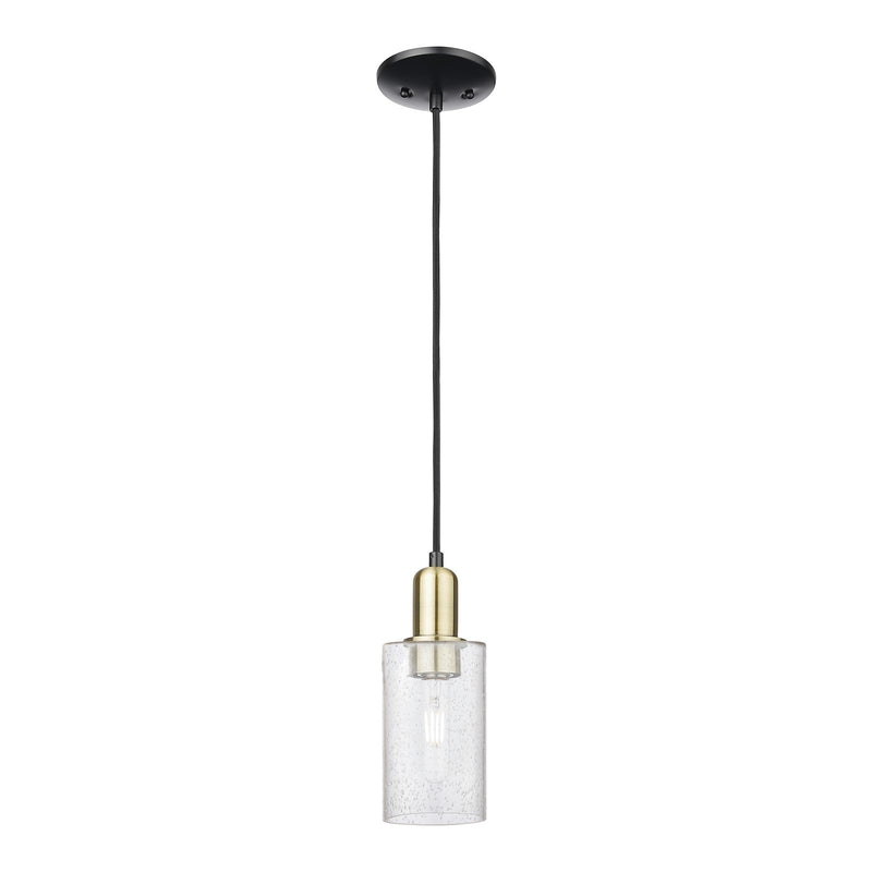 Innovations Clymer 4in 1-Light Mini Pendant | Industrial Black Antique Brass Steel and Seedy Glass | Kitchen Island & Dining Room | Model 716-1P-BAB-G804
