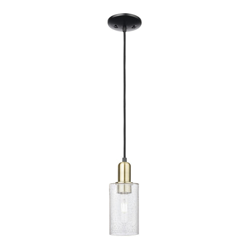 Innovations Clymer 4in 1-Light Mini Pendant | Industrial Black Antique Brass Steel and Seedy Glass | Kitchen Island & Dining Room | Model 716-1P-BAB-G804