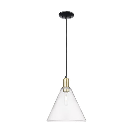 Innovations Berkshire Glass 12in 1-Light Mini Pendant | Industrial Black Antique Brass and Clear Glass | Kitchen Island & | Model 716-1P-BAB-GBC-122