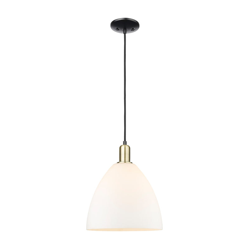 Innovations Bristol 12in 1-Light Mini Pendant | Industrial Black Antique Brass and Matte White Glass | Kitchen Island & Dining | Model 716-1P-BAB-GBD-121