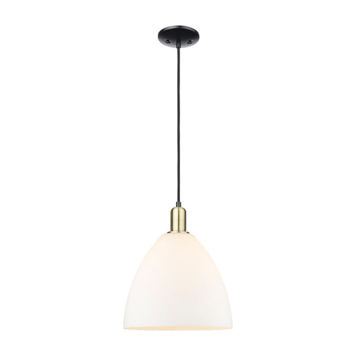 Innovations Bristol 12in 1-Light Mini Pendant | Industrial Black Antique Brass and Matte White Glass | Kitchen Island & Dining | Model 716-1P-BAB-GBD-121