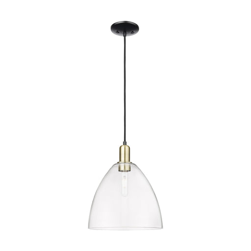 Innovations Bristol 12in 1-Light Mini Pendant | Industrial Black Antique Brass and Clear Glass | Kitchen Island & Dining Room | Model 716-1P-BAB-GBD-122