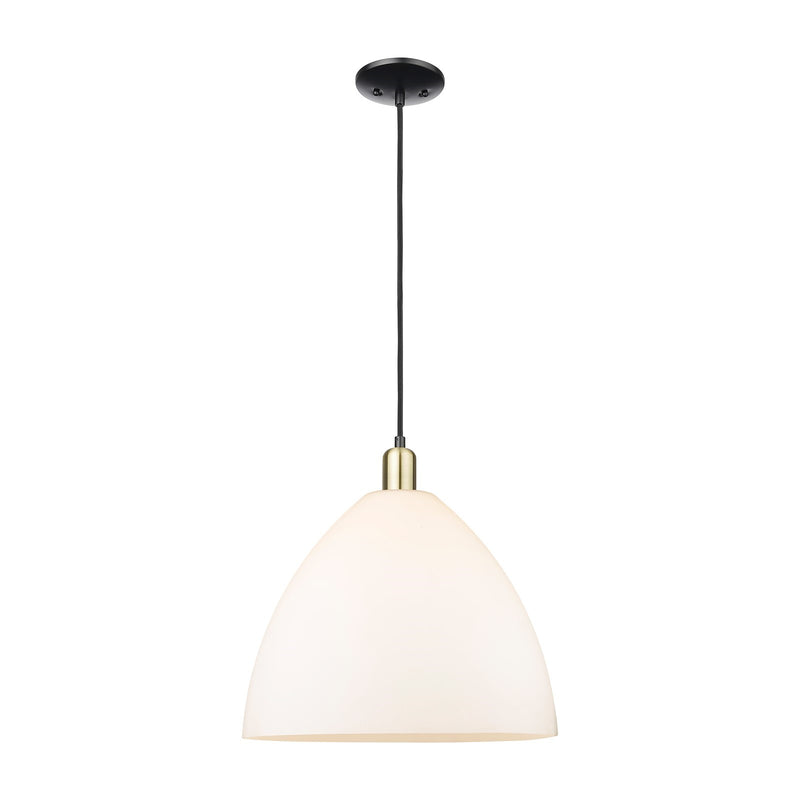Innovations Bristol 16in 1-Light Mini Pendant | Industrial Black Antique Brass and Matte White Glass | Kitchen Island & Dining | Model 716-1P-BAB-GBD-161