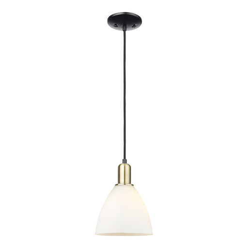 Innovations Bristol 8in 1-Light Mini Pendant | Industrial Black Antique Brass Steel and Matte White Glass | Kitchen Island & | Model 716-1P-BAB-GBD-751