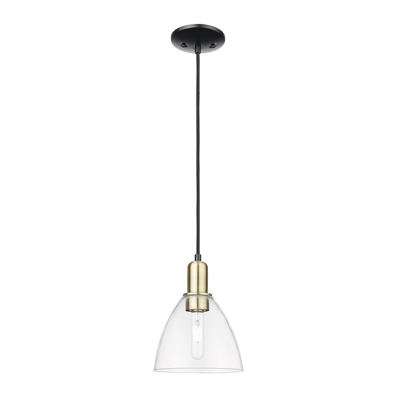 Innovations Bristol 7.5in 1-Light Mini Pendant | Industrial Black Antique Brass and Clear Glass | Kitchen Island & Dining Room | Model 716-1P-BAB-GBD-752