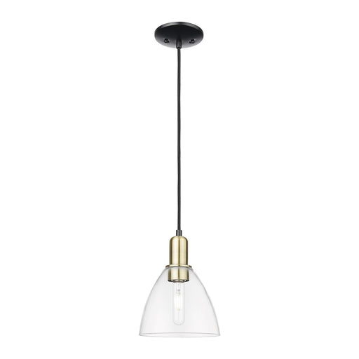 Innovations Bristol 7.5in 1-Light Mini Pendant | Industrial Black Antique Brass and Clear Glass | Kitchen Island & Dining Room | Model 716-1P-BAB-GBD-752