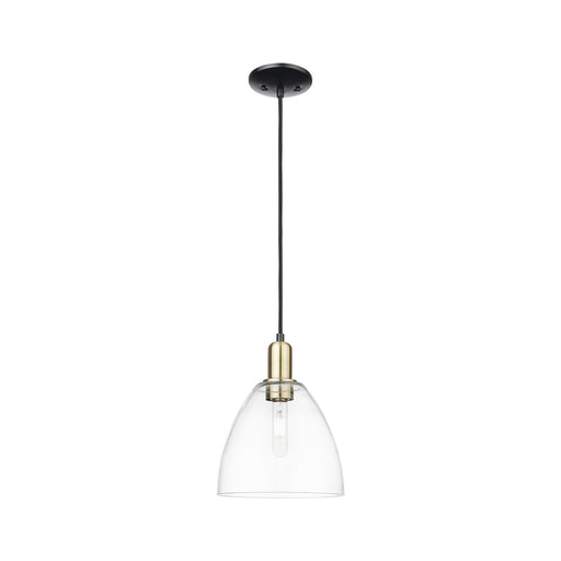 Innovations Bristol 9in 1-Light Mini Pendant | Industrial Black Antique Brass and Clear Glass | Kitchen Island & Dining Room | 9 | Model 716-1P-BAB-GBD-92