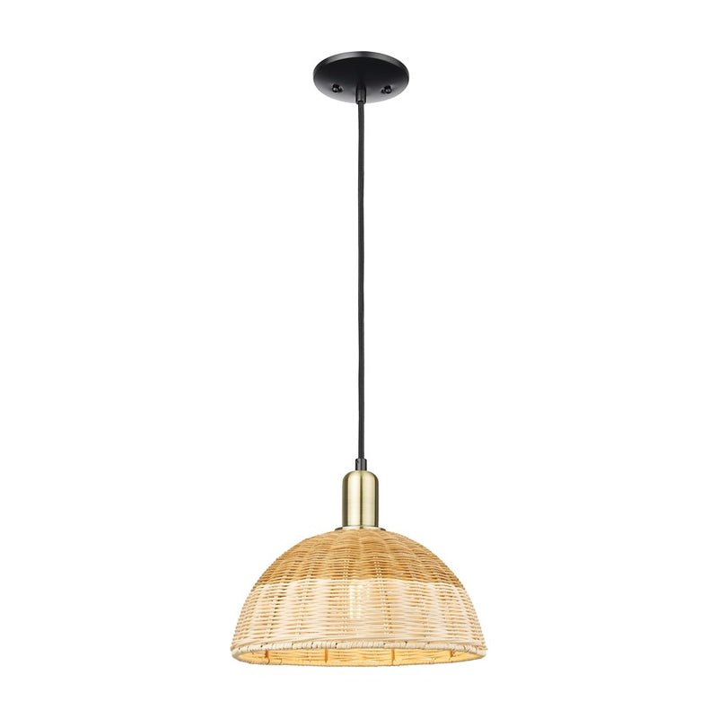 Innovations NBD Cord Mini Pendant, 12" Shade, BKBS/NT - 716-1P-BAB-NBD2-12-NAT