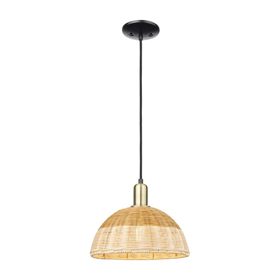 Innovations NBD Cord Mini Pendant, 12" Shade, BKBS/NT - 716-1P-BAB-NBD2-12-NAT