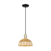 Innovations NB Dome 1Lt 9" Cord Mini Pendant, BKBS/Nat - 716-1P-BAB-NBD2-9-NAT