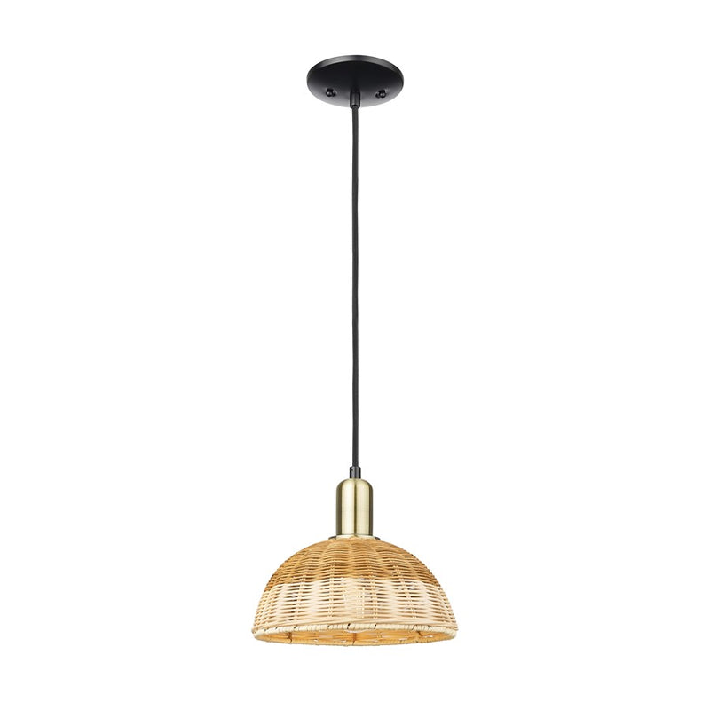 Innovations NB Dome 1Lt 9" Cord Mini Pendant, BKBS/Nat - 716-1P-BAB-NBD2-9-NAT