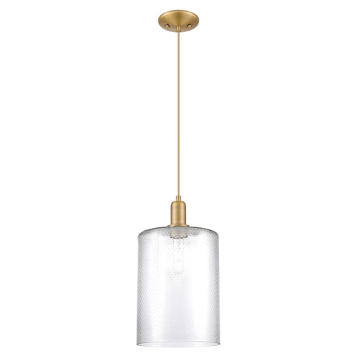 Innovations Cobbleskill 9in 1-Light Mini Pendant | Industrial Brushed Brass Steel and Clear Glass | Kitchen Island & Dining Room | Model 716-1P-BB-G112-L