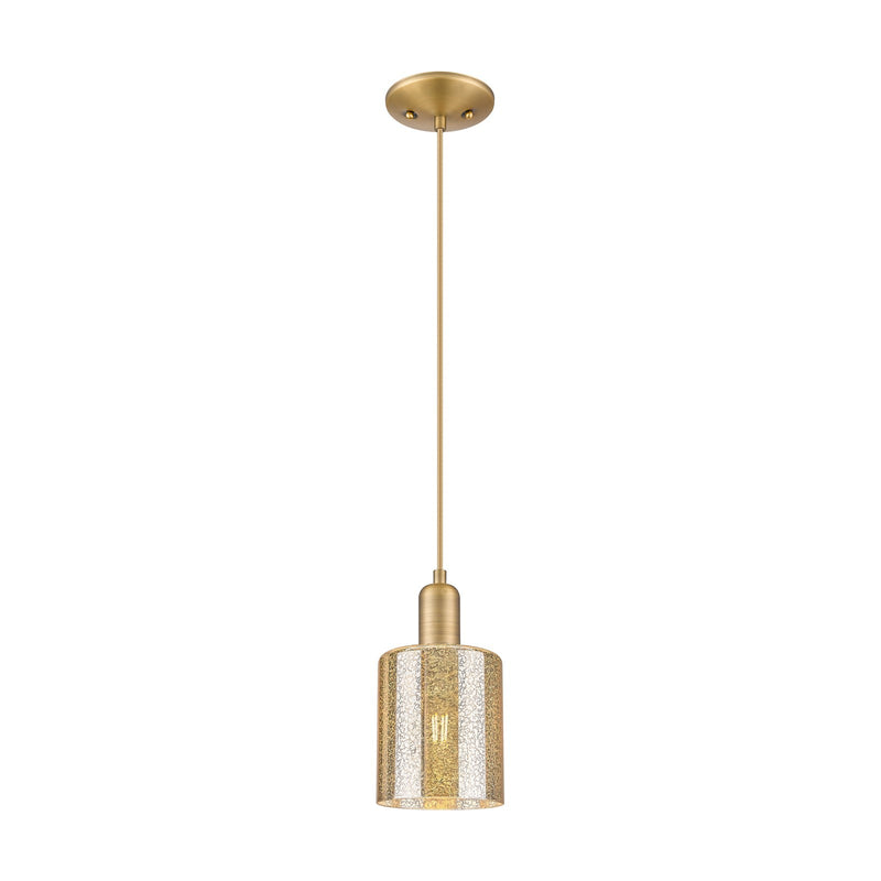 Innovations Cobbleskill 5in 1-Light Mini Pendant | Industrial Brushed Brass Steel and Mercury Glass | Kitchen Island & Dining Room | Model 716-1P-BB-G116