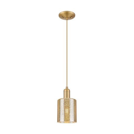 Innovations Cobbleskill 5in 1-Light Mini Pendant | Industrial Brushed Brass Steel and Mercury Glass | Kitchen Island & Dining Room | Model 716-1P-BB-G116