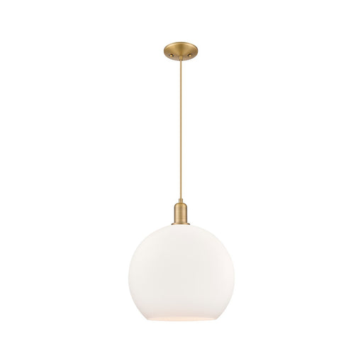 Innovations Athens 14in 1-Light Mini Pendant | Industrial Brushed Brass Steel and Matte White Glass | Kitchen Island & Dining | Model 716-1P-BB-G121-14