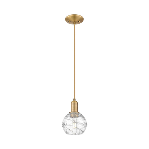 Innovations Lighting Athens Deco Swirl 6in 1-Light Mini Pendant | Industrial Brushed Brass and Clear Deco Swirl Glass | Model 716-1P-BB-G1213-6CL