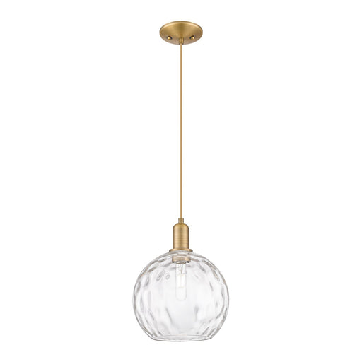 Innovations Athens 10in 1-Light Mini Pendant | Industrial Brushed Brass Steel and Clear Water Glass | Kitchen Island & Dining | Model 716-1P-BB-G1215-10