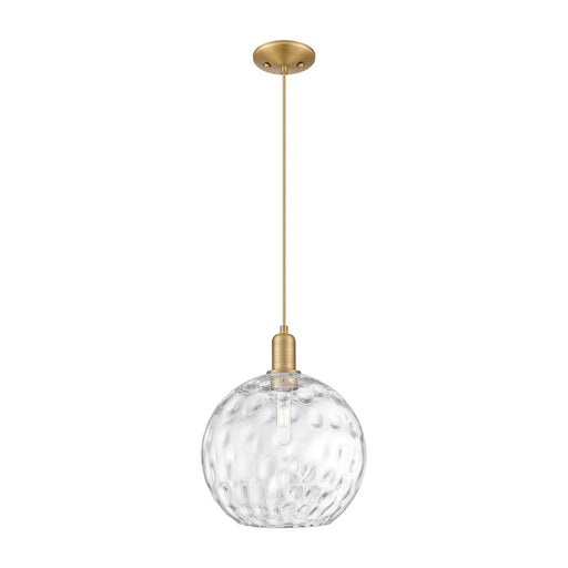 Innovations Athens 12in 1-Light Mini Pendant | Industrial Brushed Brass and Clear Water Glass | Kitchen Island & Dining Room | Model 716-1P-BB-G1215-12