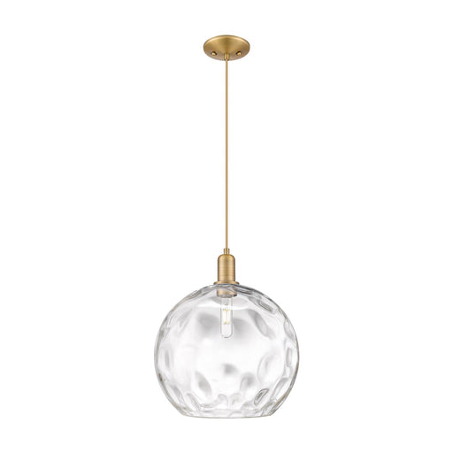 Innovations Athens Water Glass 13in 1-Light Mini Pendant | Industrial Brushed Brass Steel and Clear Water Glass | Kitchen | Model 716-1P-BB-G1215-14