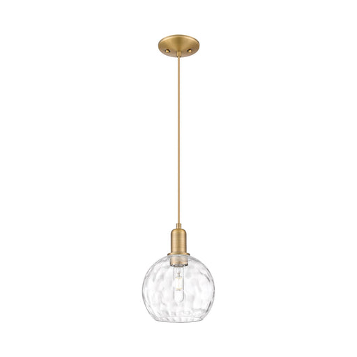 Innovations Athens 8in 1-Light Mini Pendant | Industrial Brushed Brass Steel and Clear Water Glass | Kitchen Island & Dining | Model 716-1P-BB-G1215-8