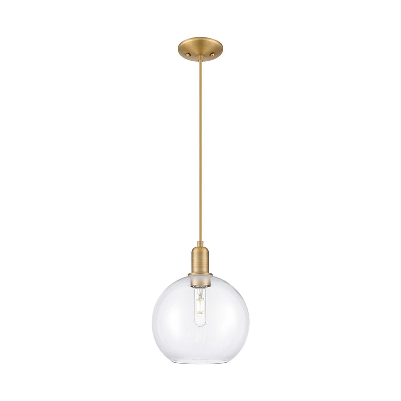 Innovations Athens 10in 1-Light Mini Pendant | Industrial Brushed Brass Steel and Clear Glass | Kitchen Island & Dining Room | Model 716-1P-BB-G122-10