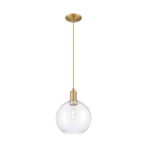 Innovations Athens 10in 1-Light Mini Pendant | Industrial Brushed Brass Steel and Clear Glass | Kitchen Island & Dining Room | Model 716-1P-BB-G122-10