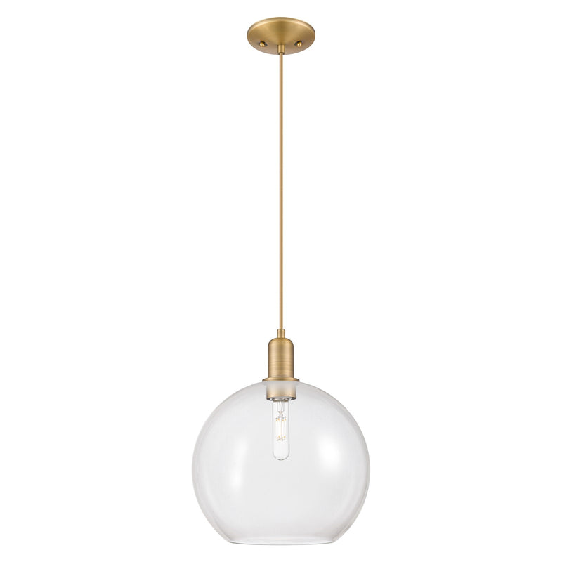 Innovations Athens 12in 1-Light Mini Pendant | Industrial Brushed Brass Steel and Clear Glass | Kitchen Island & Dining Room | Model 716-1P-BB-G122-12