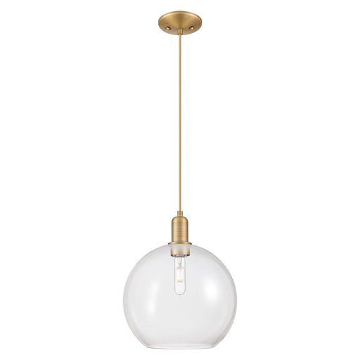 Innovations Athens 12in 1-Light Mini Pendant | Industrial Brushed Brass Steel and Clear Glass | Kitchen Island & Dining Room | Model 716-1P-BB-G122-12