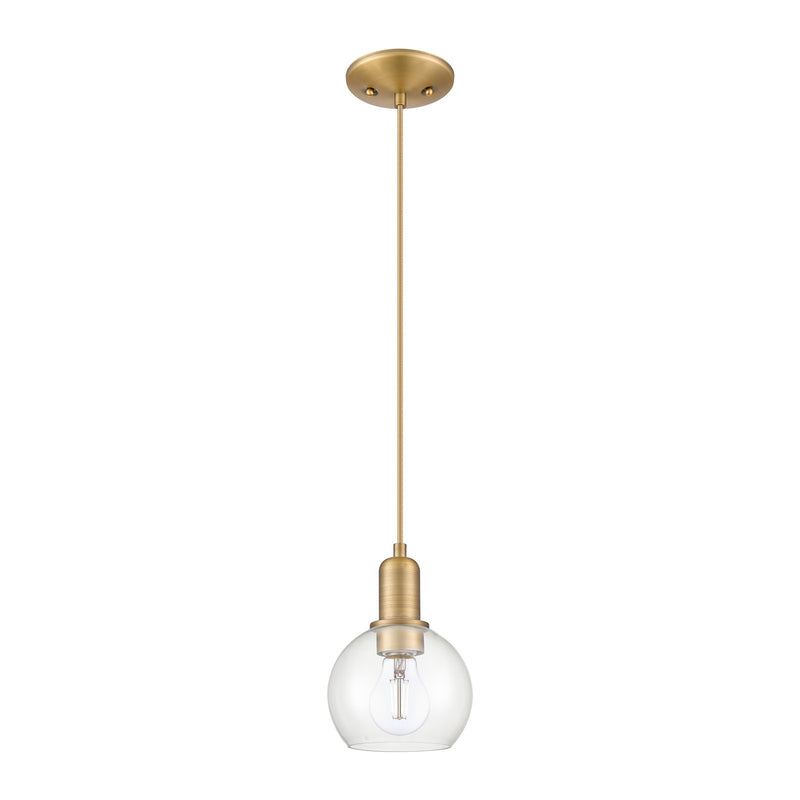 Innovations Athens 6in 1-Light Mini Pendant | Industrial Brushed Brass Steel and Clear Glass | Kitchen Island & Dining Room | Model 716-1P-BB-G122-6