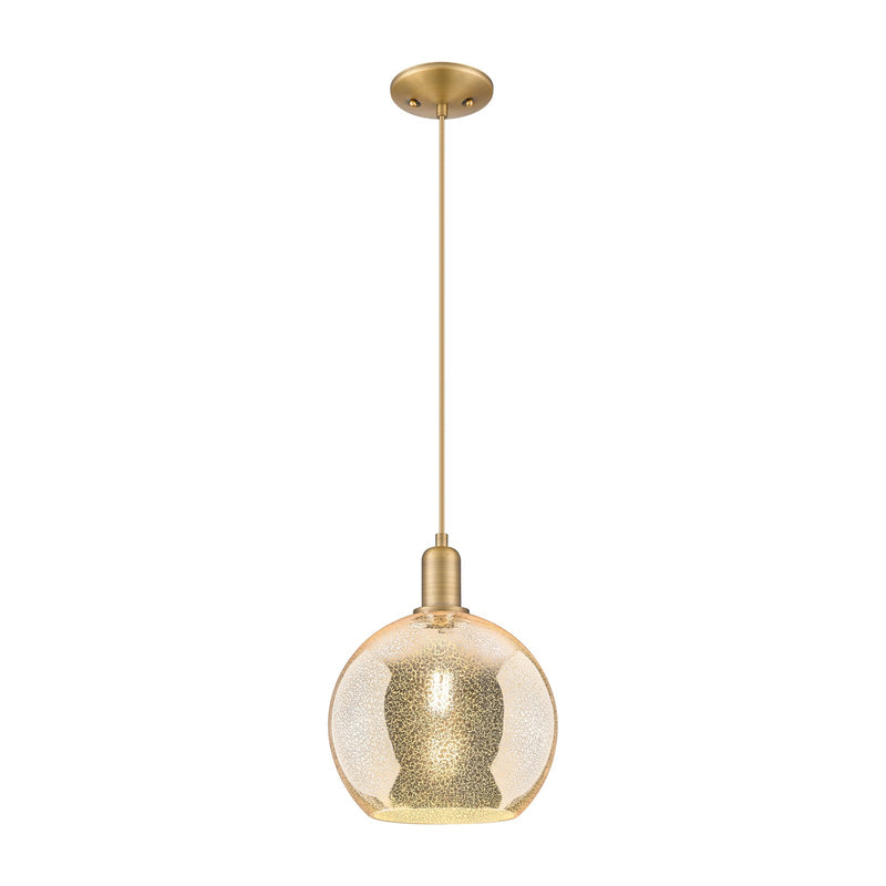 Innovations Athens 10in 1-Light Mini Pendant | Industrial Brushed Brass Steel and Mercury Glass | Kitchen Island & Dining Room | Model 716-1P-BB-G128-10