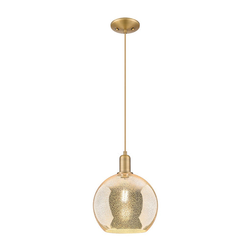 Innovations Athens 10in 1-Light Mini Pendant | Industrial Brushed Brass Steel and Mercury Glass | Kitchen Island & Dining Room | Model 716-1P-BB-G128-10