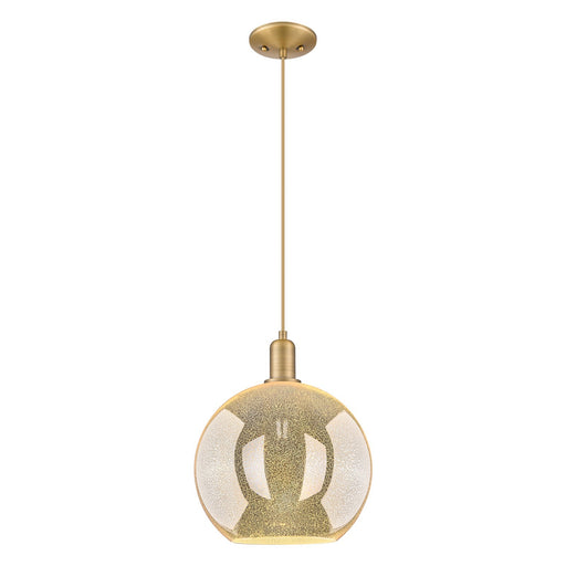 Innovations Athens 12in 1-Light Mini Pendant | Industrial Brushed Brass Steel and Mercury Glass | Kitchen Island & Dining Room | Model 716-1P-BB-G128-12