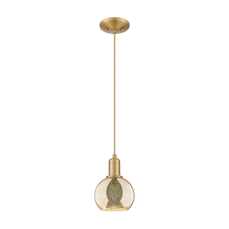 Innovations Athens 6in 1-Light Mini Pendant | Industrial Brushed Brass Steel and Mercury Glass | Kitchen Island & Dining Room | Model 716-1P-BB-G128-6