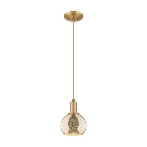 Innovations Athens 6in 1-Light Mini Pendant | Industrial Brushed Brass Steel and Mercury Glass | Kitchen Island & Dining Room | Model 716-1P-BB-G128-6
