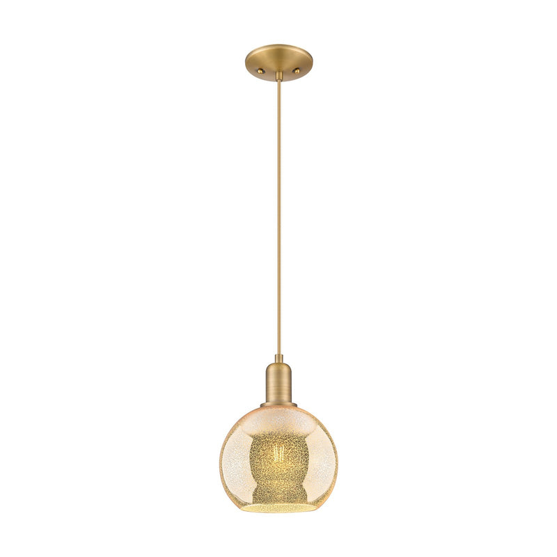 Innovations Athens 8in 1-Light Mini Pendant | Industrial Brushed Brass Steel and Mercury Glass | Kitchen Island & Dining Room | 8 | Model 716-1P-BB-G128-8