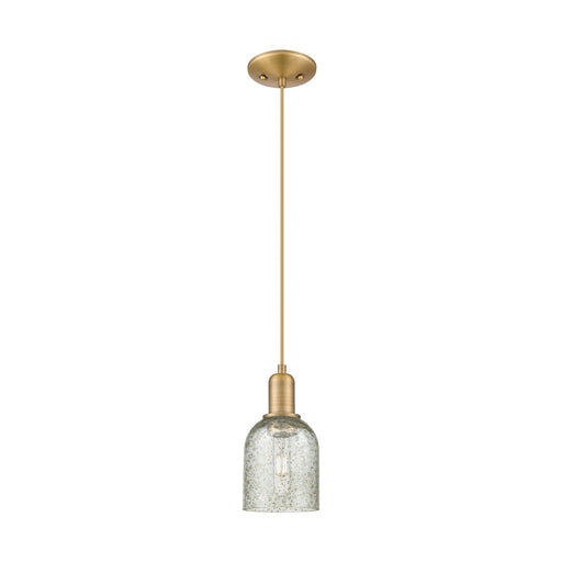Innovations Caledonia 5in 1-Light Mini Pendant | Industrial Brushed Brass Steel and Charcoal Glass | Kitchen Island & Dining Room | Model 716-1P-BB-G257