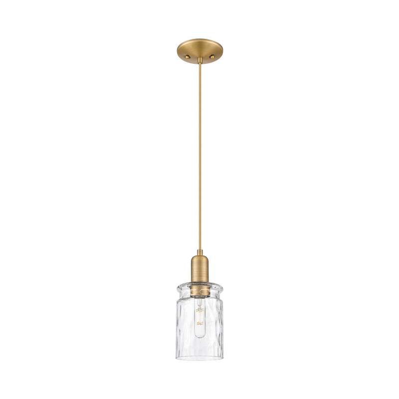 Innovations Candor 1-Light Mini Pendant | Industrial Brushed Brass Steel and Clear Waterglass Glass | Kitchen Island & Dining Room | Model 716-1P-BB-G352