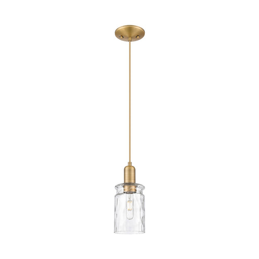Innovations Candor 1-Light Mini Pendant | Industrial Brushed Brass Steel and Clear Waterglass Glass | Kitchen Island & Dining Room | Model 716-1P-BB-G352