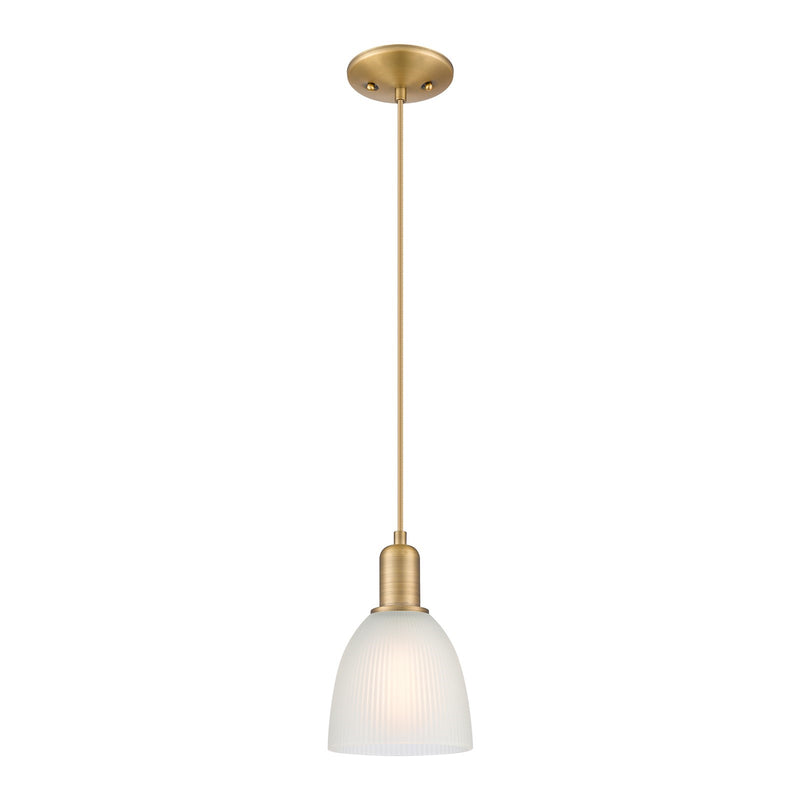 Innovations Castile 6in 1-Light Mini Pendant | Industrial Brushed Brass Steel and White Glass | Kitchen Island & Dining Room | 6 x | Model 716-1P-BB-G381
